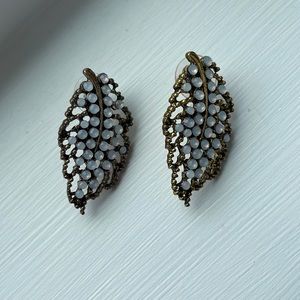 Leaf embellished post earrings
